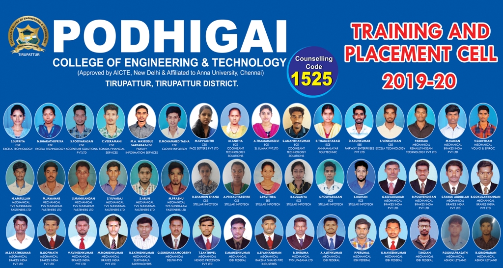 Podhigai College of Engineering PCET - Placements